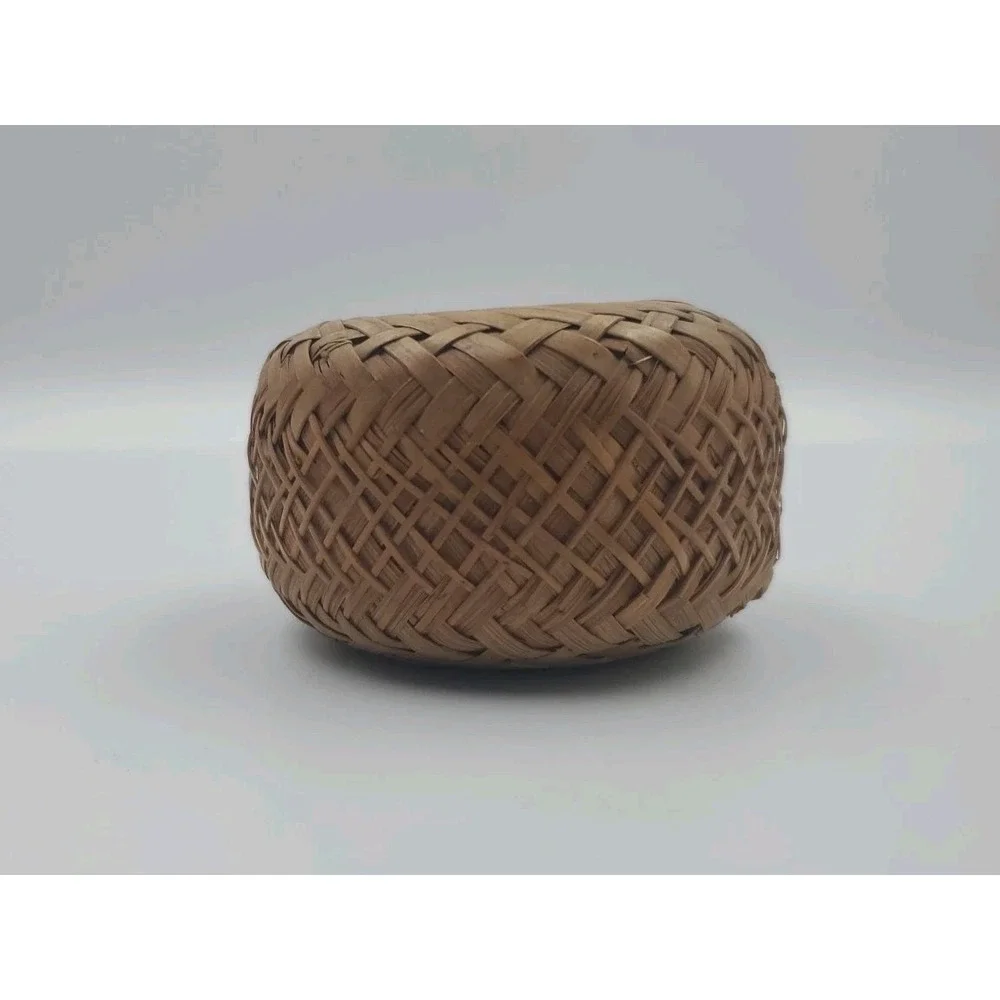 Handwoven Mini Basket Bowl Wicker Reed Rustic Primitive Cottage Decor Lined